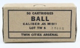 50 Rounds Of .45 ACP Ball M1911 Ammunition