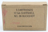 5 Rounds Of 12 Ga 00 Buck Plastic Shotshells