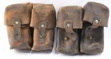 2 Vintage Military Mandalorian Leather Ammo Pouch