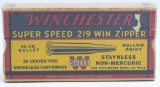 20 Rd Collector Box Of Winchester .219 Win Zipper