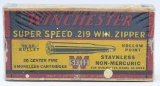 20 Rd Collector Box Of Winchester .219 Win Zipper