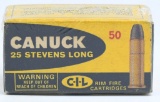 50 Rd Collector Box Of Canuck .25 Stevens Long