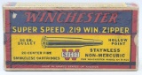 20 Rd Collector Box Of Winchester .219 Win Zipper