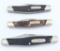 3 Vintage Buck Folding Pocket Knives