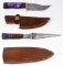 2 Custom Damascus Fixed Blade Knives With Sheaths