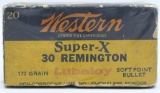 20 Rd Collector Box Of Western .30 Rem Ammunition