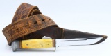 Vintage Union Stag Handle Hunting Knife & Sheath
