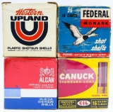 4 Vintage Collector Boxes of 16 Ga Shotshells