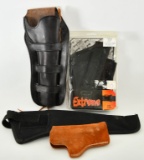 4 Various Size Nylon & Leather Holsters