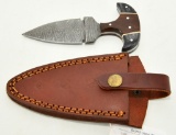 Custom Made Damascus Steel Pointed Knife & Sheath