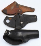 3 Various Size Right Handed Leather Holsters