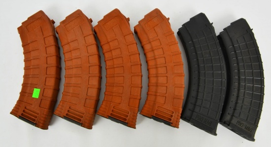 (6) 7.62x39mm Magazines 30 shot Brown/Black