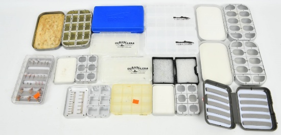 15 Various Size Fly Fishing Containers & Flies