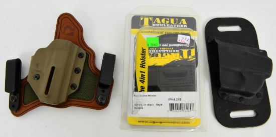 3 Various Size Right Handed Handgun Holsters
