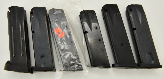(6) 9mm Magazines - various 15-17 rds