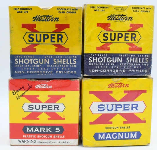 4 Western Super-X Empty Collector Shotshell Boxes