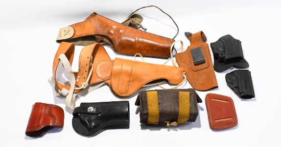 Lot of Various Size Leather Holsters & Pouch