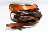 5 Various Color Leather Belts & 1 Leather Holster