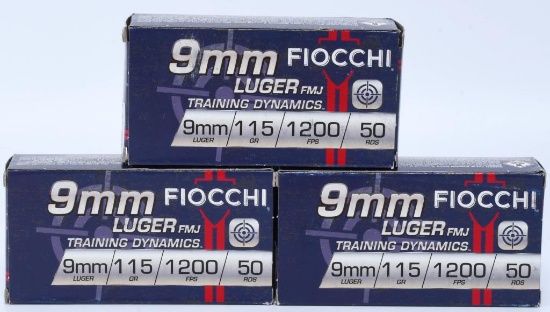 150 Rounds of Fiocchi 9mm Luger Ammunition