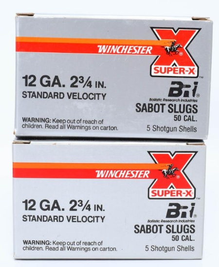 10 rds Winchester Super x Sabot slugs 50 cal 12 ga