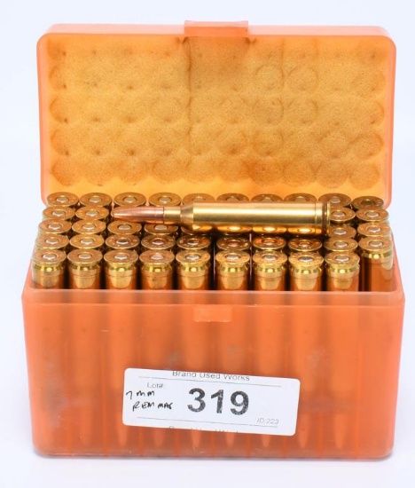 50 rds 7mm Mag reman ammunition in plastic contai