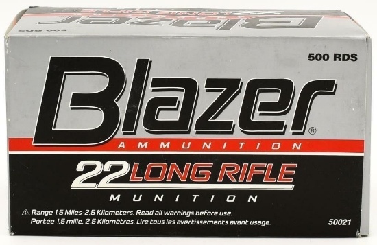 500 Rounds Of Blazer .22 LR Ammunition
