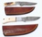 2 Hand Made Damascus Steel Fixed Blade Knives