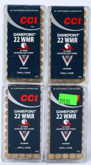 200 Rounds of CCI .22 WMR Gamepoint JSP Ammo