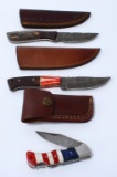 3 Hand Made Damascus Steel Fixed Blade Knives