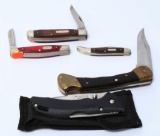 5 Various Size Vintage Folding Buck Knives
