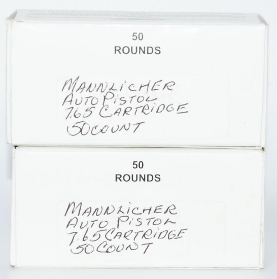 100 Rounds of 7.65mm Mannlicher Ammunition