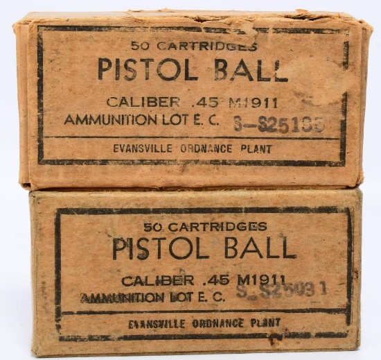 100 Rounds of WWII U.S.G.I. M1911 .45 ACP Ammo
