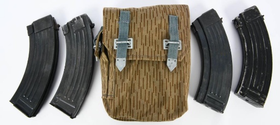 4 30 Round Metal AK-47 Magazines & Military Pouch