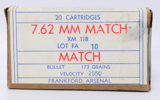 20 Rounds of 7.62MM Match Ammo Frankford Arsenal