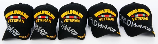 5 New "World War II Veteran" Adjustable Size Hats