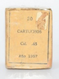 Partial Box of 20 Cartuchos .45 Cal Spanish 1957
