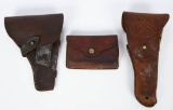 Lot of 3 Military Leather Goods Holsters & Pouch