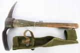 US Military Wood Handle Pickaxe With Cover