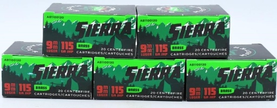 100 Rounds Of Sierra 9mm Luger Ammunition