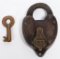 E.T.F. Brass body, brass shakle padlock with key