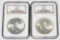 2 NGC Graded Liberty Silver Peace Dollar Coins