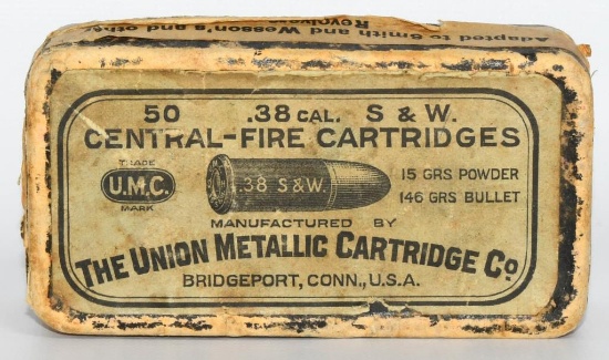 Rare Collector Box Of Union Metallic .38 S&W Ammo