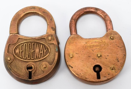 Vtg med round size Wedgeway & Corbin Padlocks
