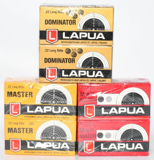 6 Collector Boxes of Lapua .22 LR Ammunition