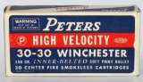 20 Rd Collector Box Of Peter's HV .30-30 Win Ammo