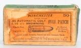 Collector Box Of Winchester .25 ACP Ammunition