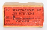 Collector Box Of Winchester .25 Stevens Ammo