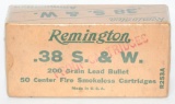 Rare Collector Box Of Remington .38 S&W Ammo