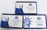 3 United States Mint Proof Coin Sets 2000 & 2001