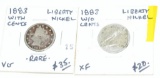 2 Collector 1883 Liberty Nickel Coins
